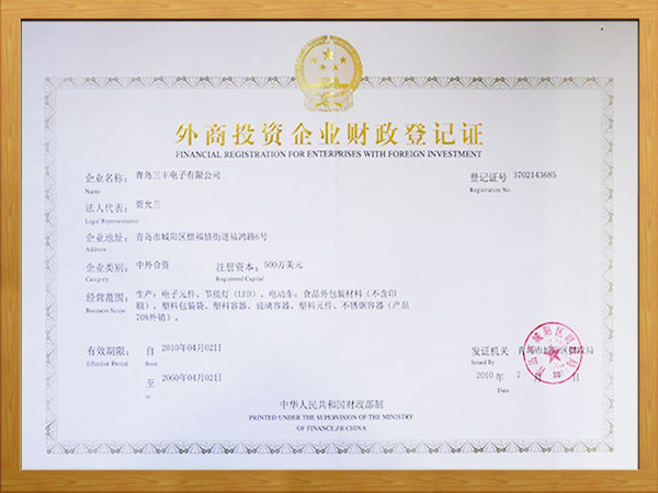 外商投資企業(yè)財(cái)政登記